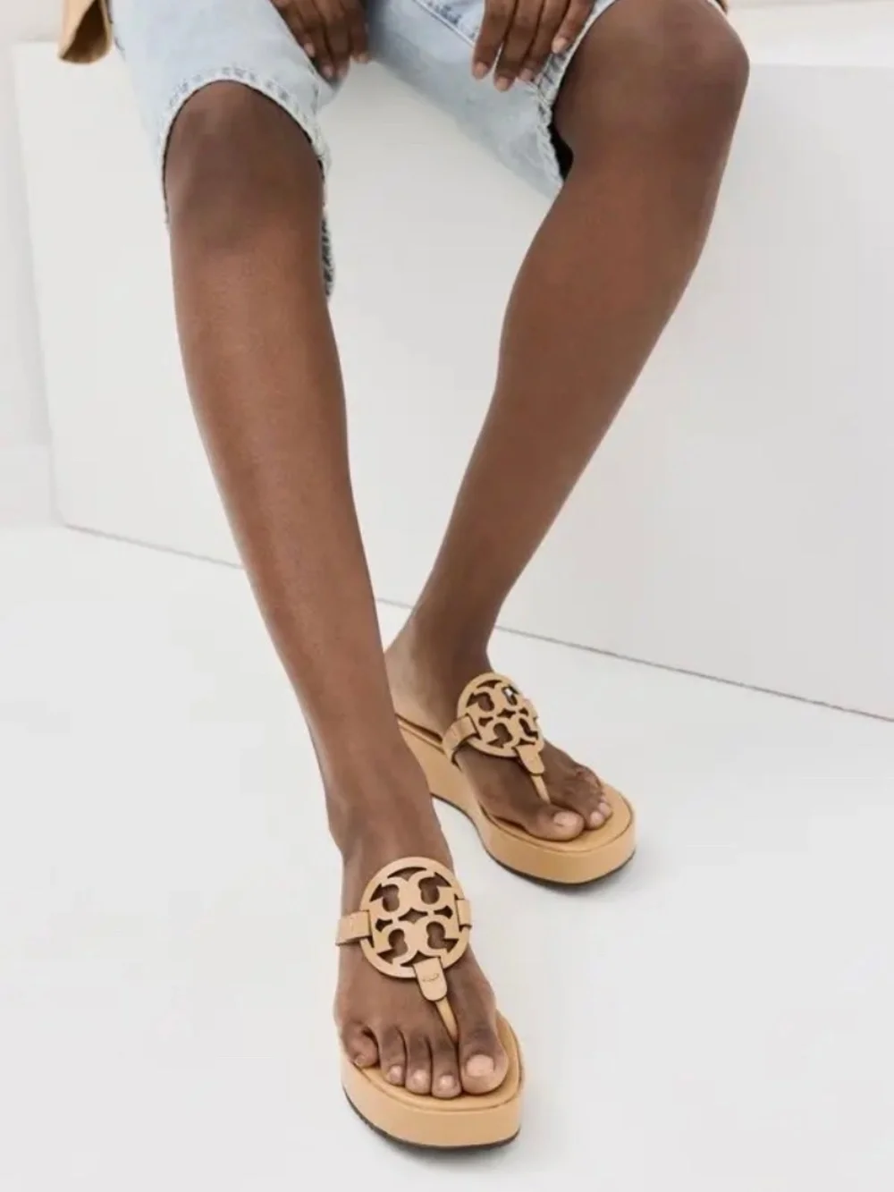 TORY BURCH Miller Wedge Ginger Leather Sandals